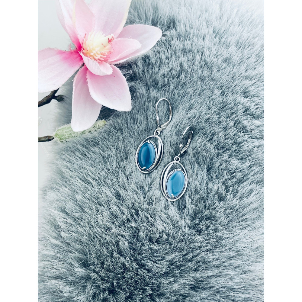 Oval 925 Silber Ohrringe mit Agat