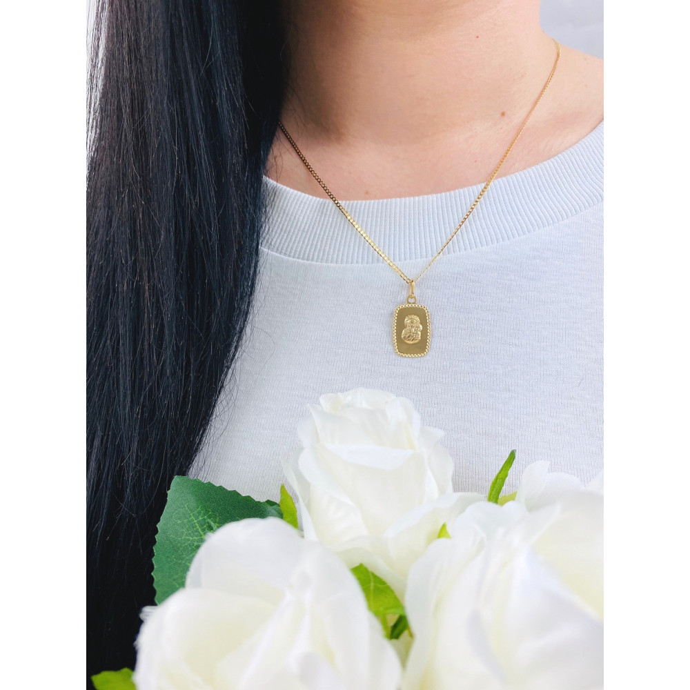 Anhänger Jesus Christus Madonna Maria mit Jesuskind Kettenanhänger Gelbgold Erstkommunion