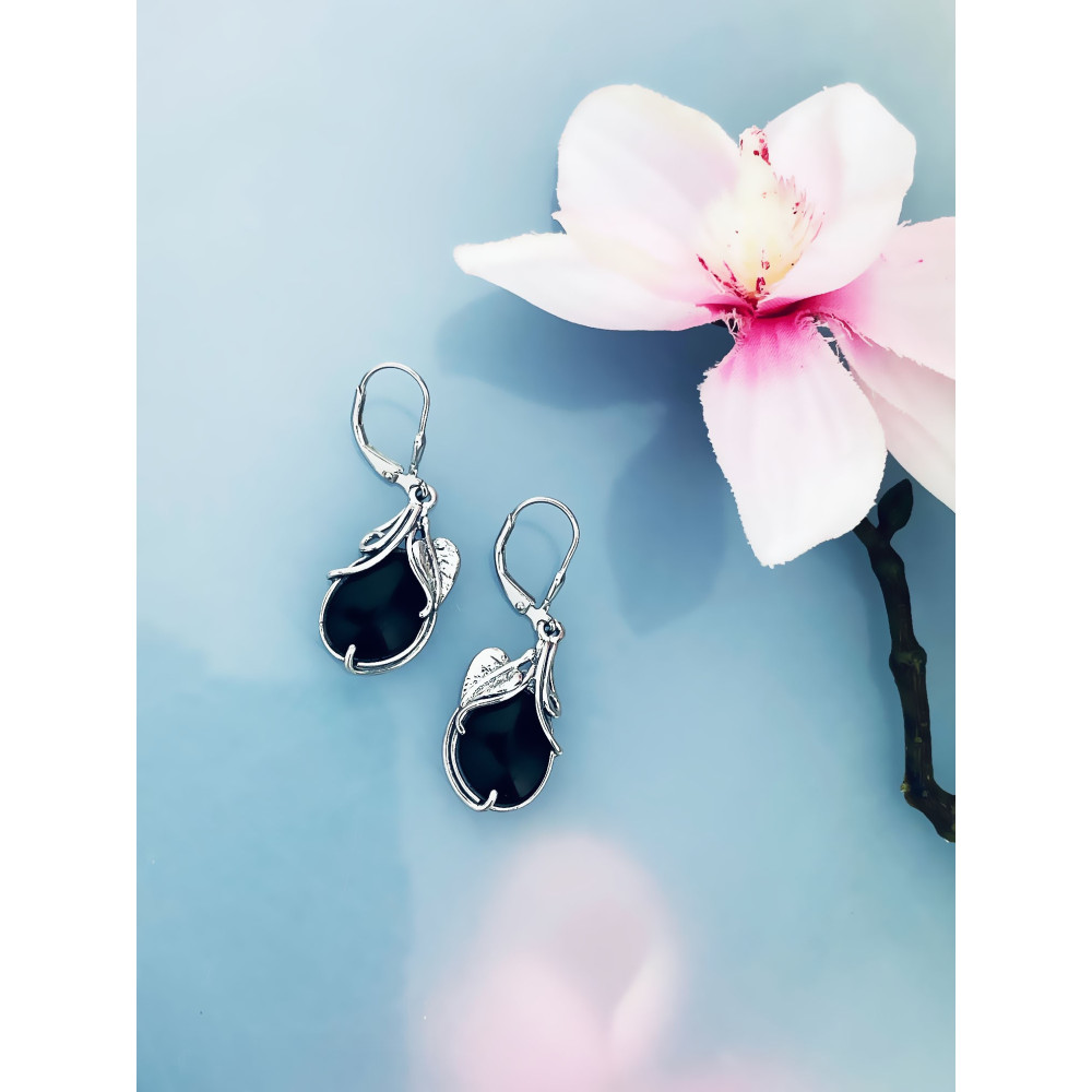 925 Silber Ohrringe mit Onyx und Zirkonia