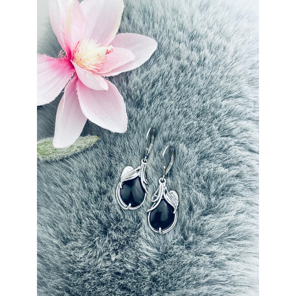 925 Silber Ohrringe mit Onyx und Zirkonia