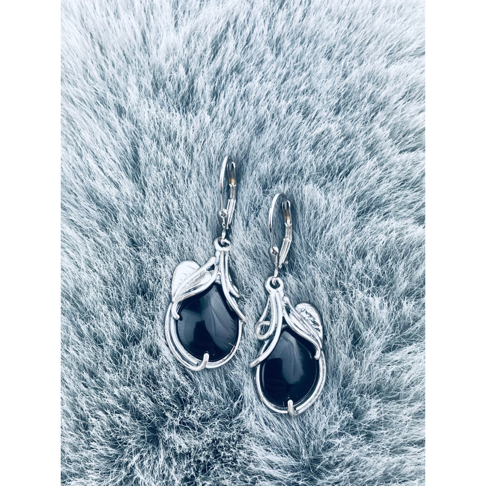 925 Silber Ohrringe mit Onyx und Zirkonia