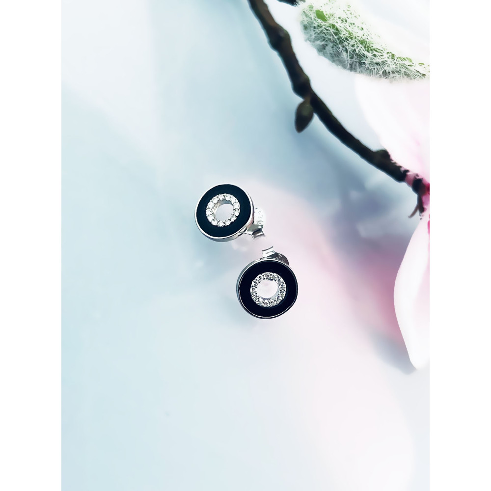 925 Silber Ohrringe Kreis mit Zirkonia