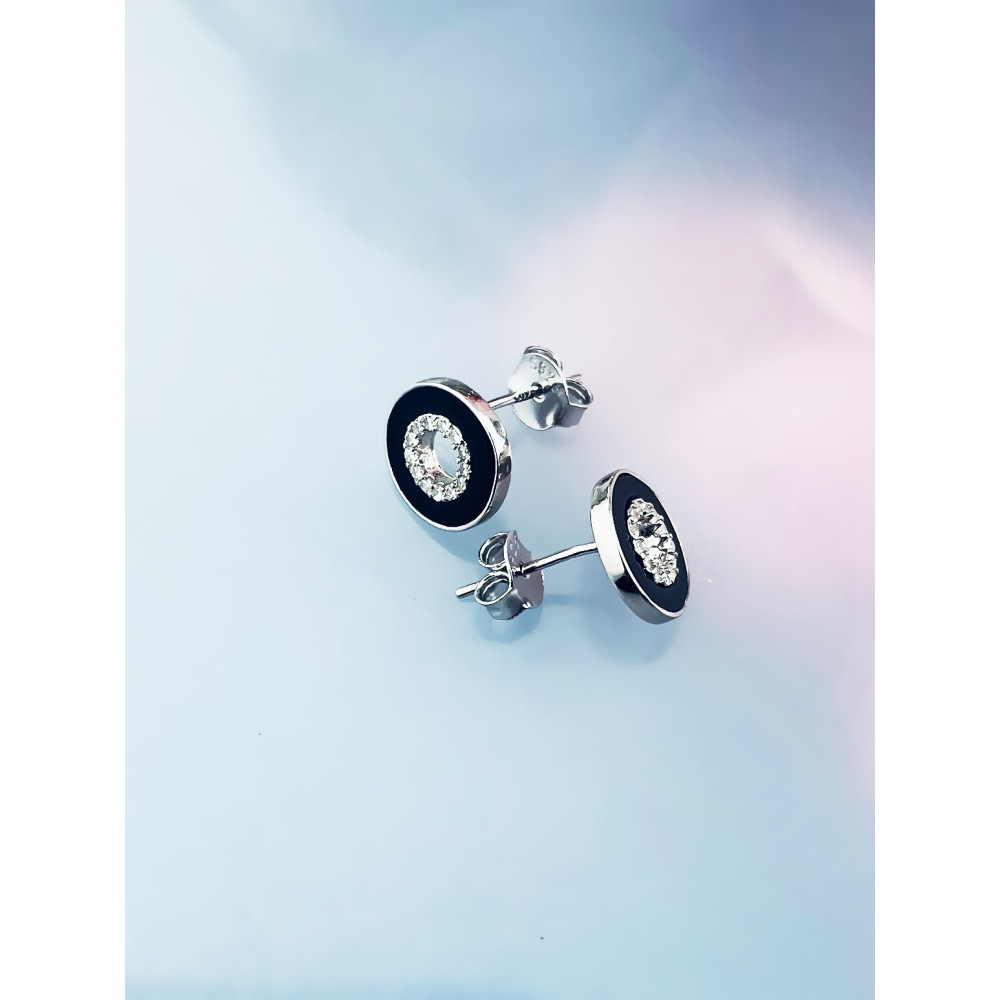 925 Silber Ohrringe Kreis mit Zirkonia