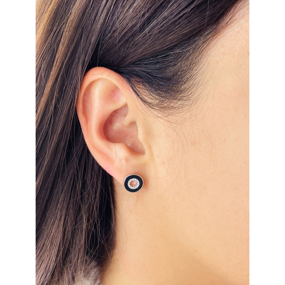 925 Silber Ohrringe Kreis mit Zirkonia