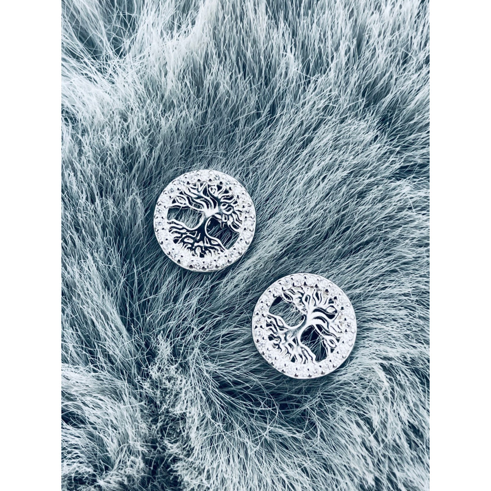 925 Silber Ohrringe Baum mit Zirkonia