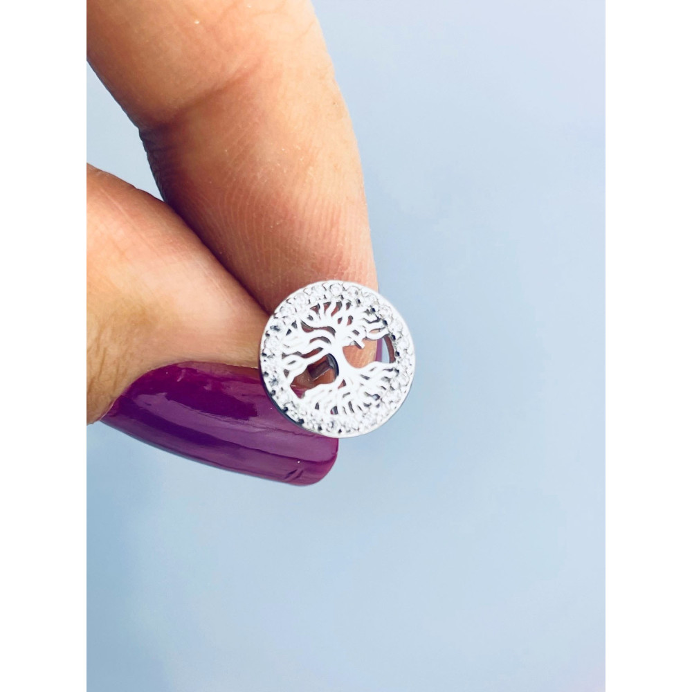 Srebrne kolczyki drzewka z cyrkoniami