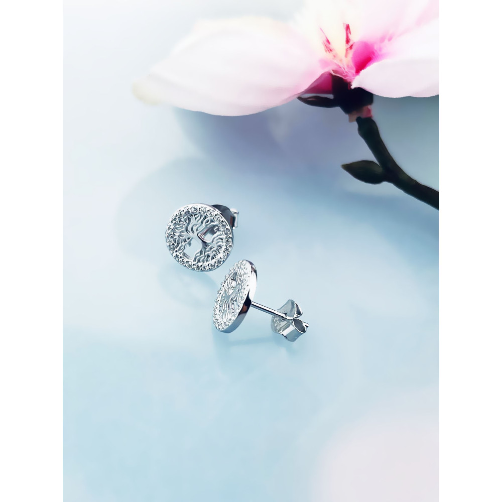 925 Silber Ohrringe Baum mit Zirkonia
