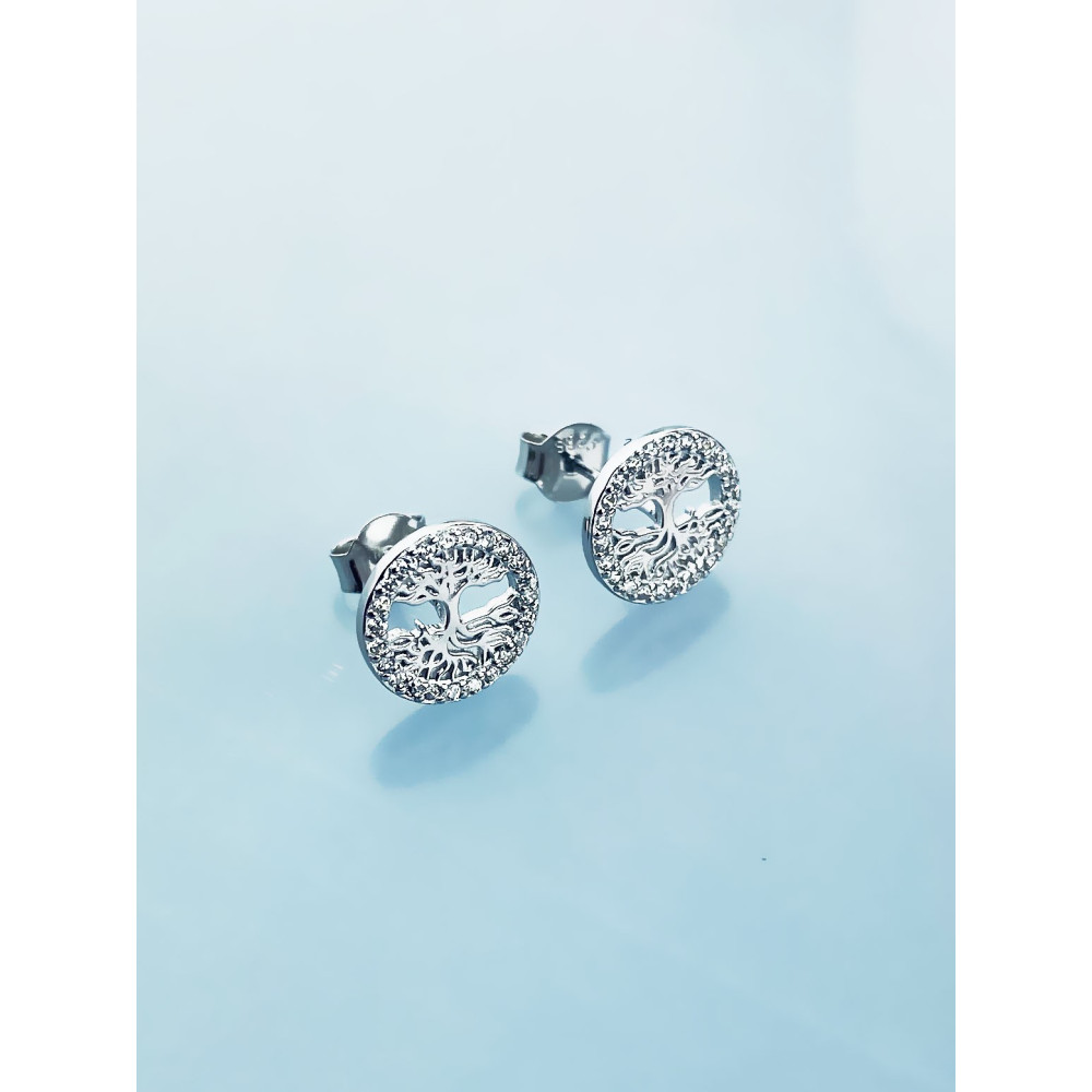 925 Silber Ohrringe Baum mit Zirkonia