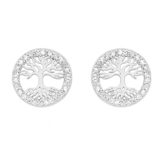 925 Silber Ohrringe Baum mit Zirkonia