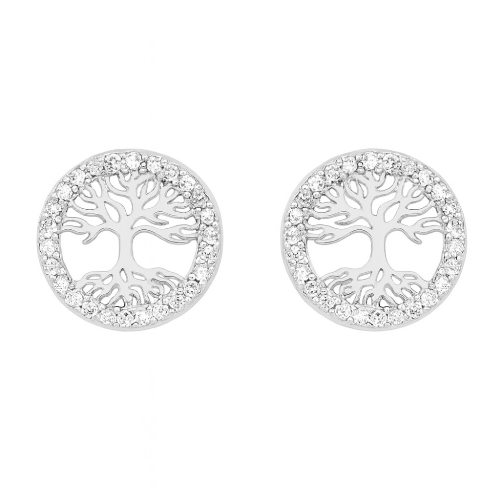 925 Silber Ohrringe Baum mit Zirkonia