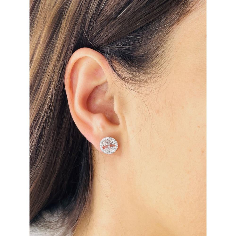 925 Silber Ohrringe Baum mit Zirkonia