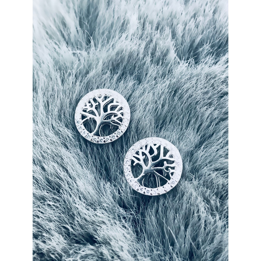 925 Silber Ohrringe Baum mit Zirkonia