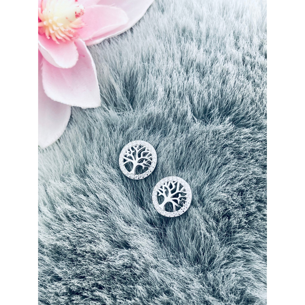 925 Silber Ohrringe Baum mit Zirkonia