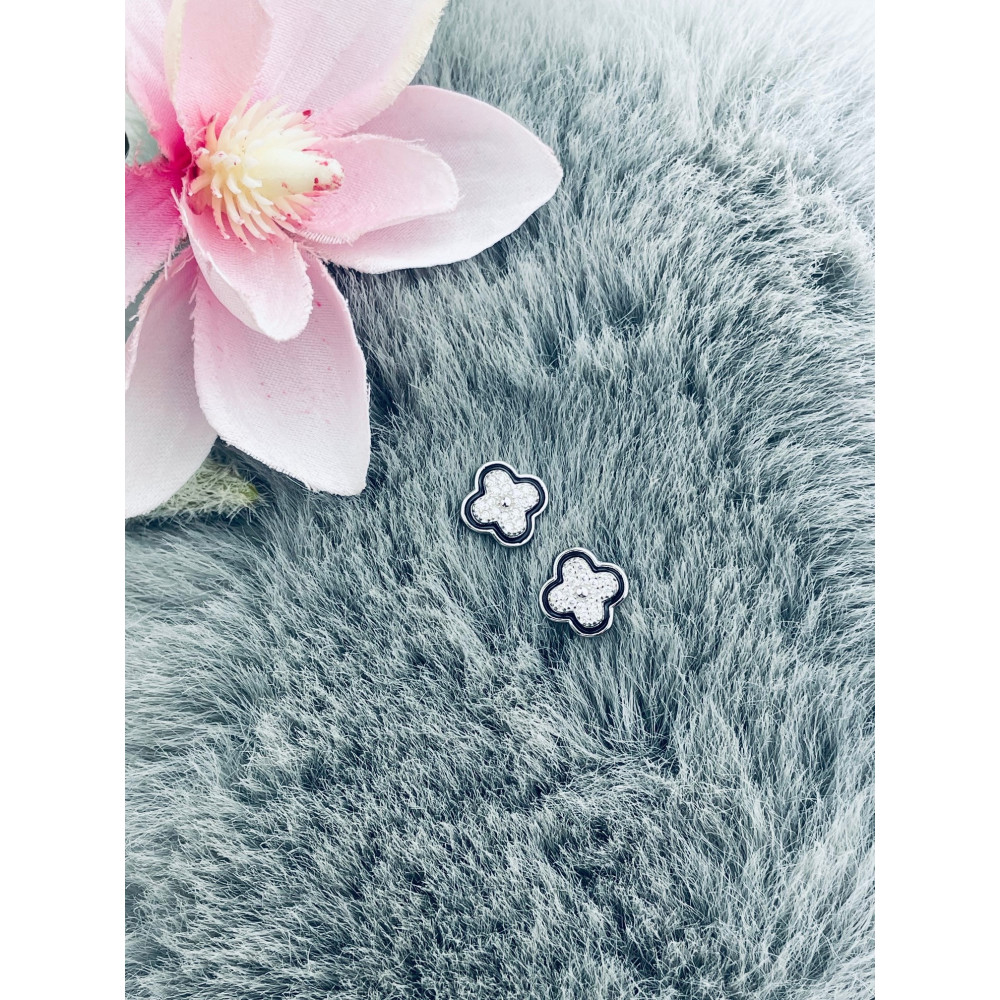 925 Silber Ohrringe Kleeblatt mit Zirkonia