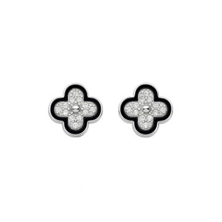 925 Silber Ohrringe Kleeblatt mit Zirkonia