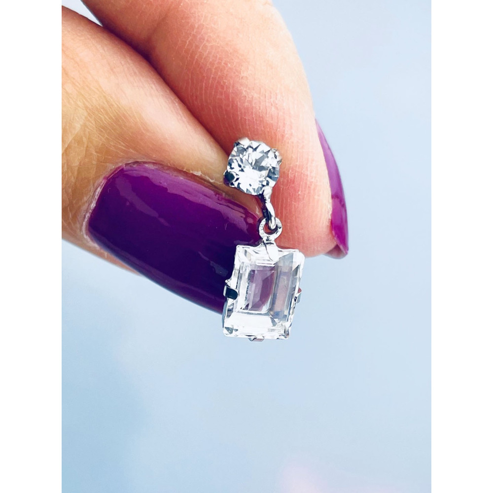 Srebrne kolczyki prostokąty Swarovski Elements