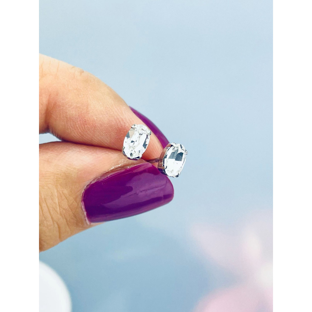 Srebrne kolczyki prostokąty Swarovski Elements