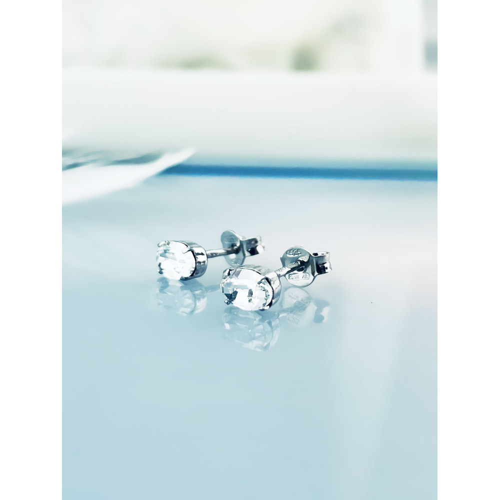 Srebrne kolczyki prostokąty Swarovski Elements