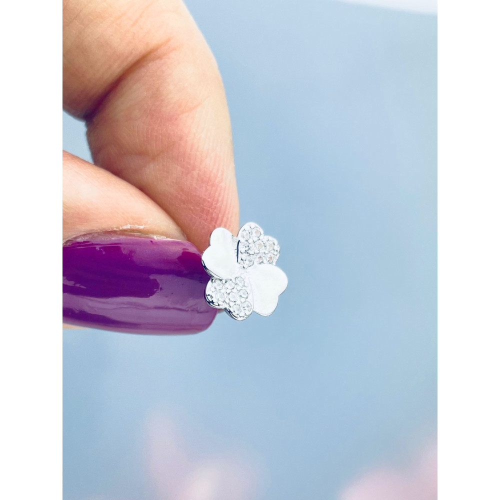 925 Silber Ohrringe Kleeblatt mit Zirkonia