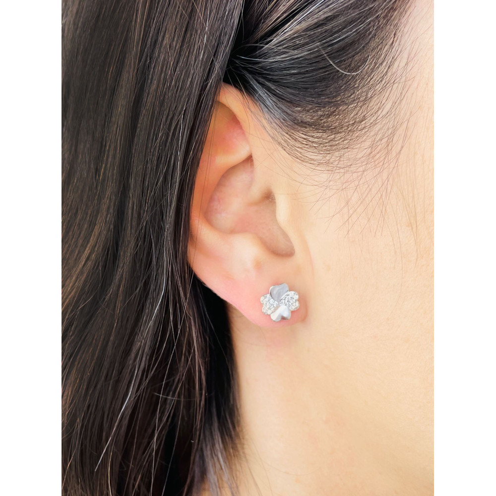 925 Silber Ohrringe Kleeblatt mit Zirkonia