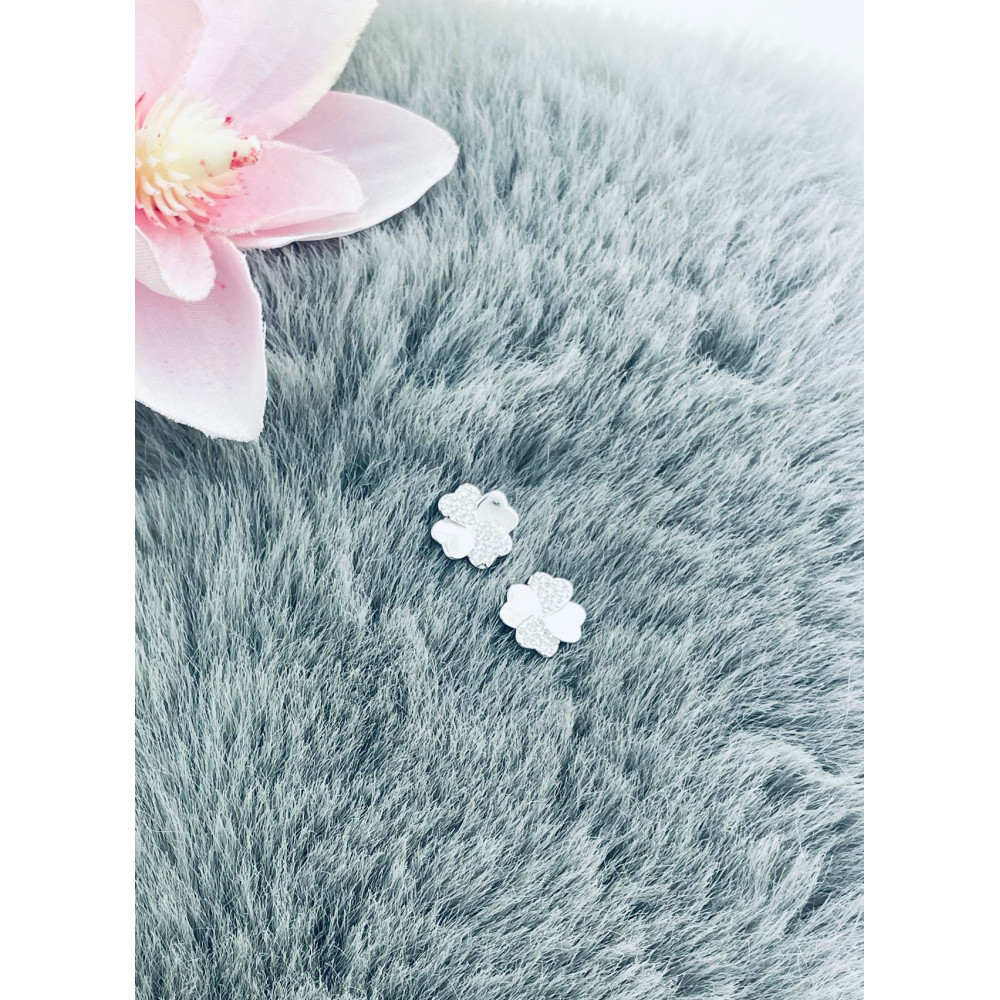 925 Silber Ohrringe Kleeblatt mit Zirkonia