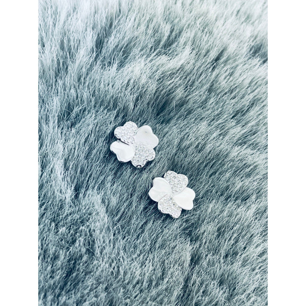 925 Silber Ohrringe Kleeblatt mit Zirkonia