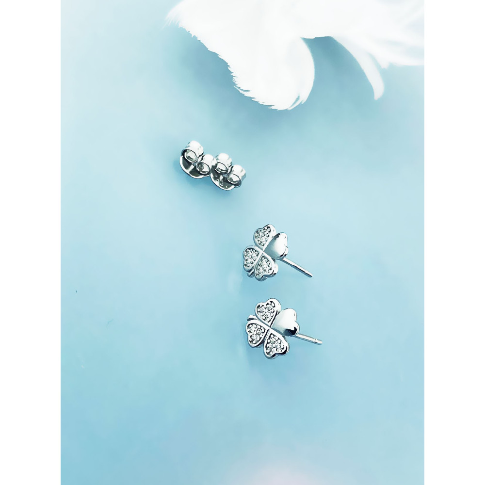 925 Silber Ohrringe Kleeblatt mit Zirkonia