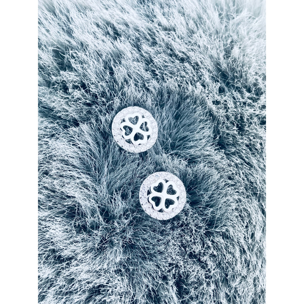 925 Silber Ohrringe Kleeblatt mit Zirkonia