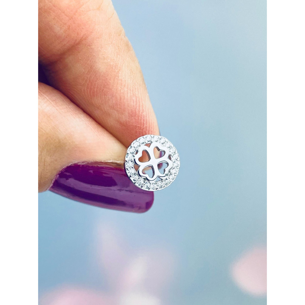 925 Silber Ohrringe Kleeblatt mit Zirkonia