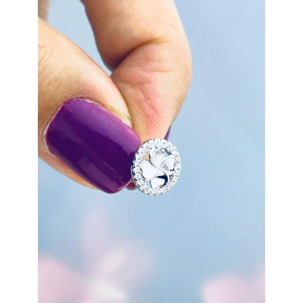 925 Silber Ohrringe Kleeblatt mit Zirkonia