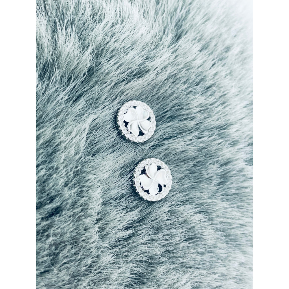 925 Silber Ohrringe Kleeblatt mit Zirkonia