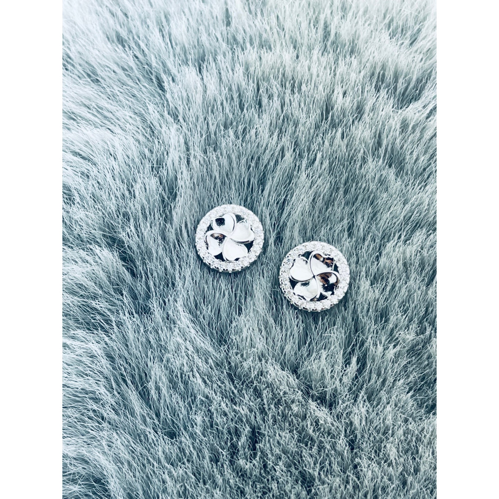 925 Silber Ohrringe Kleeblatt mit Zirkonia