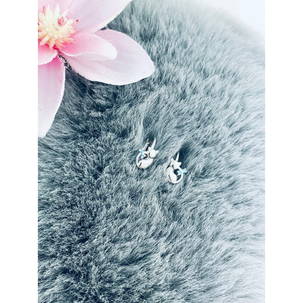 925 Silber Ohrringe Katzen mit Zirkonia