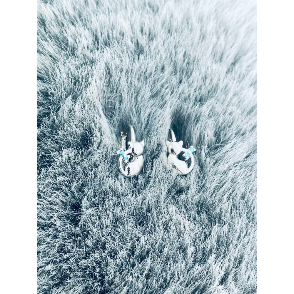 925 Silber Ohrringe Katzen mit Zirkonia