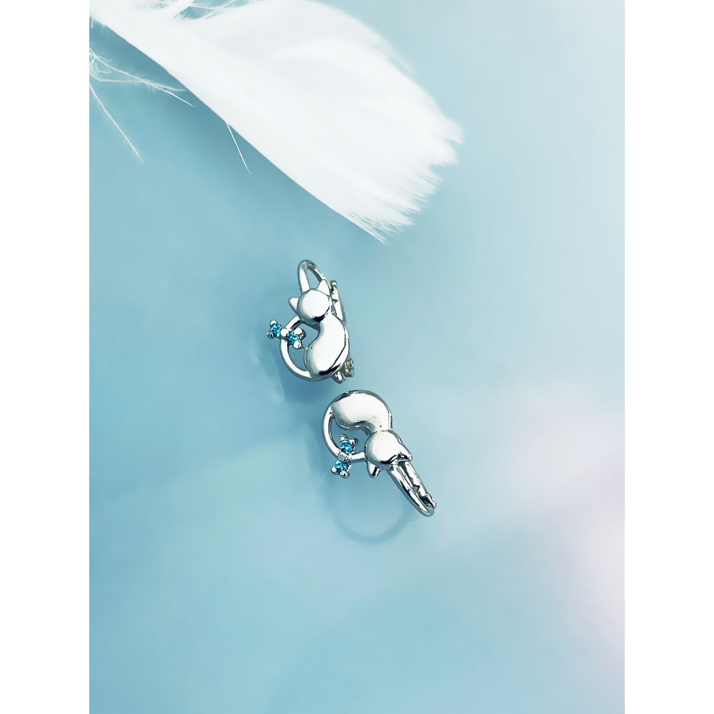 925 Silber Ohrringe Katzen mit Zirkonia