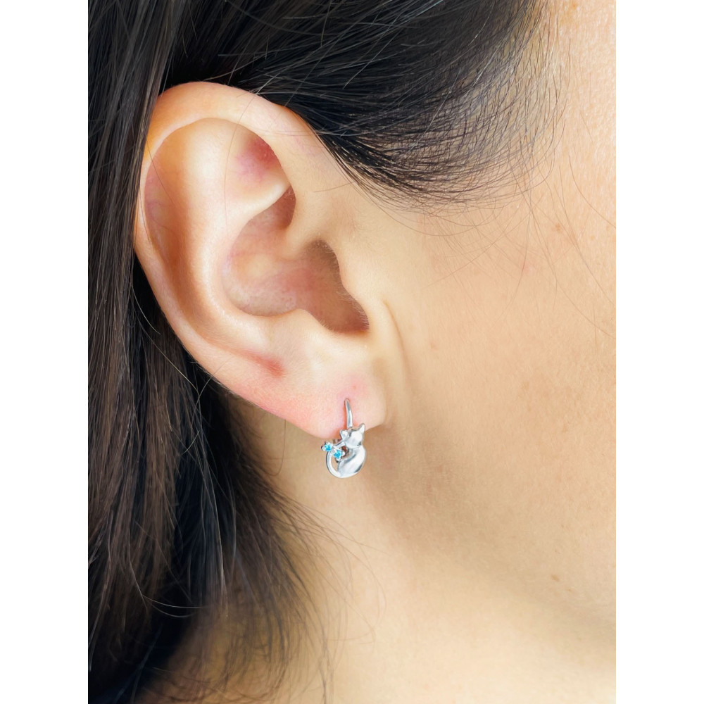 925 Silber Ohrringe Katzen mit Zirkonia