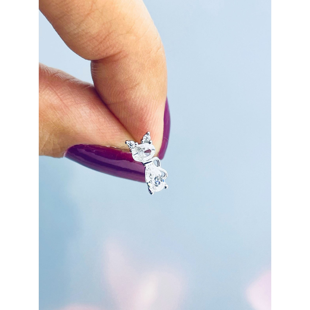 925 Silber Ohrringe Katzen mit Zirkonia