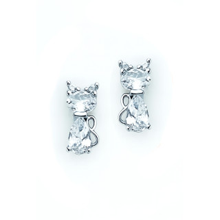925 Silber Ohrringe Katzen mit Zirkonia