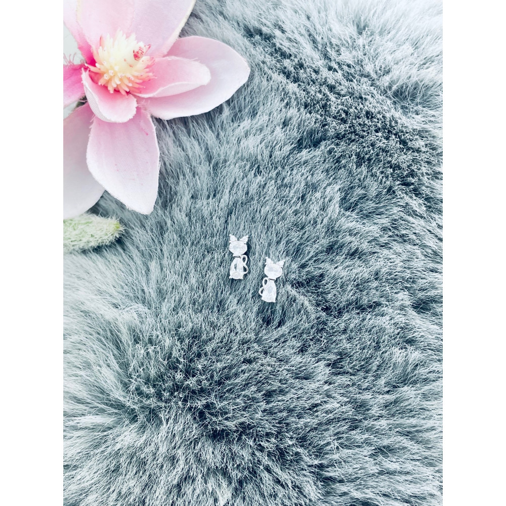 925 Silber Ohrringe Katzen mit Zirkonia