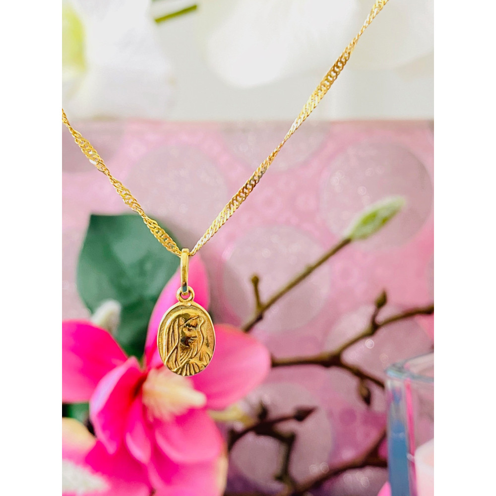 Złoty Medalik Zawieszka Matka Boska Madonna