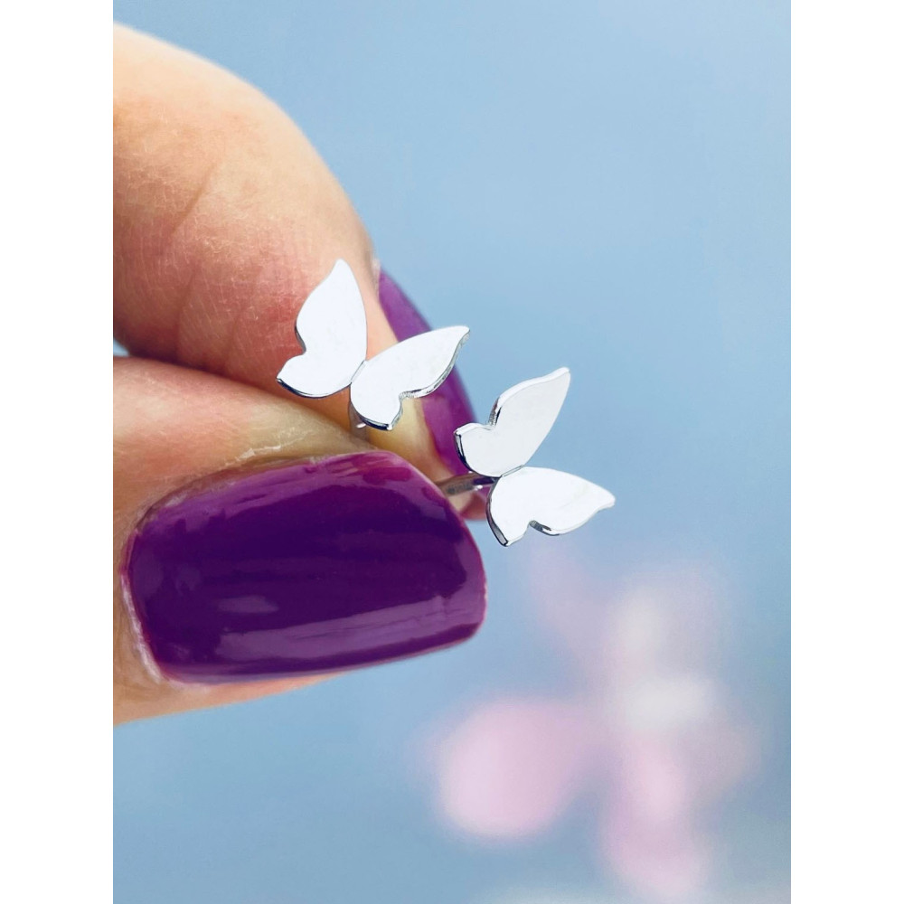 Srebrne kolczyki motylki mini