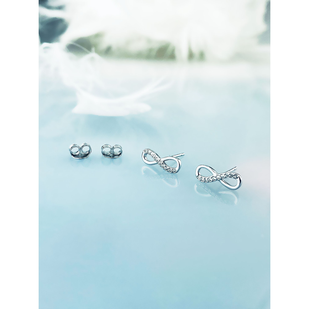 925 Silber Ohrringe Infinity mit Zirkonia