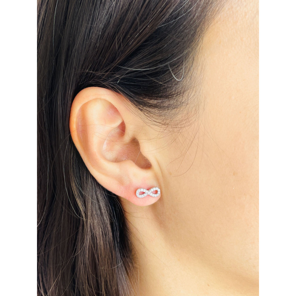 925 Silber Ohrringe Infinity mit Zirkonia