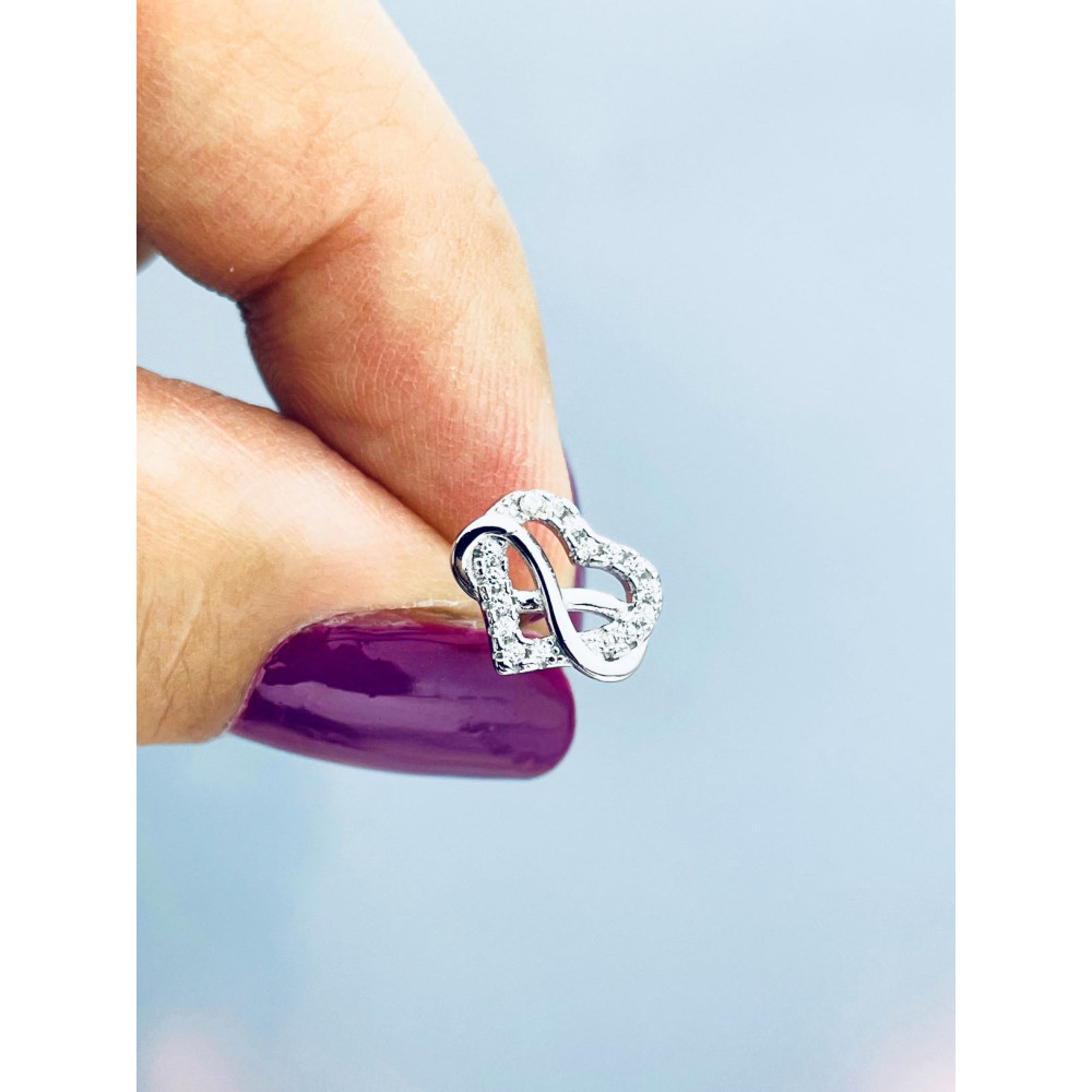 925 Silber Ohrringe Infinity und Herz mit Zirkonia