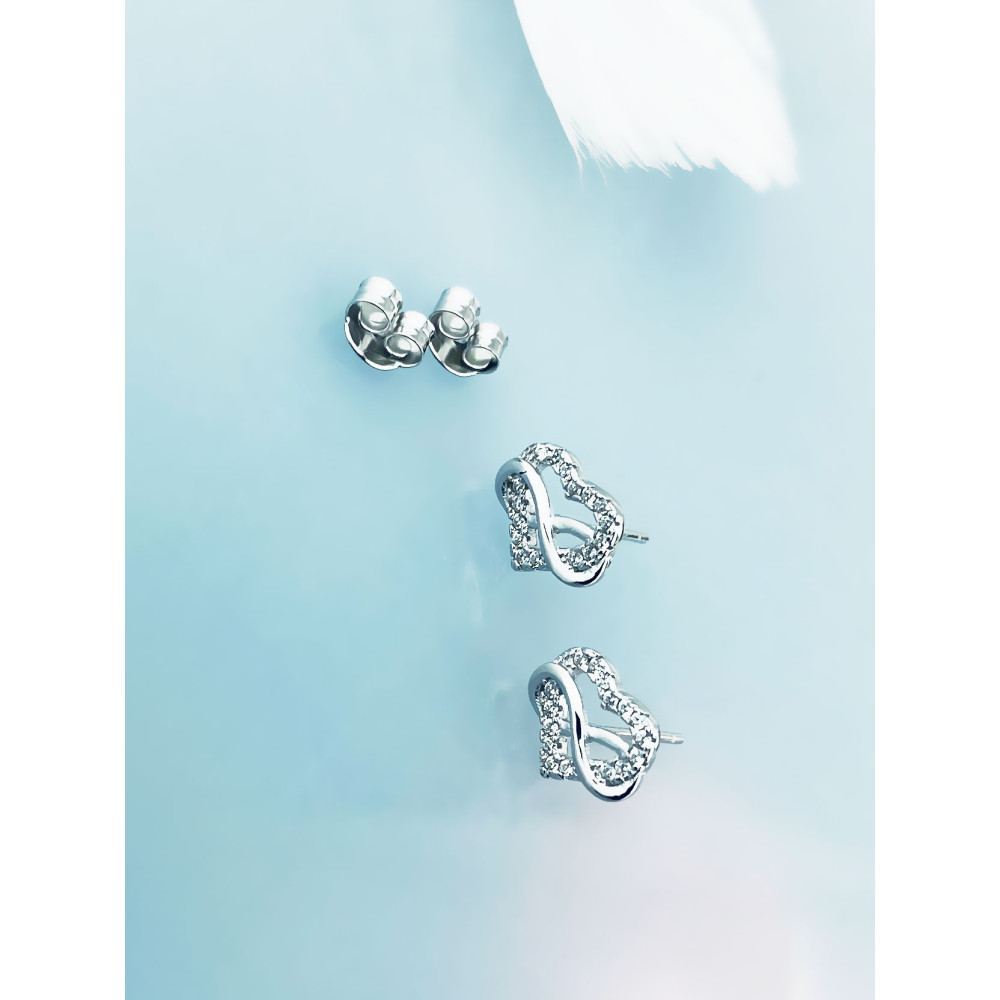 925 Silber Ohrringe Infinity und Herz mit Zirkonia