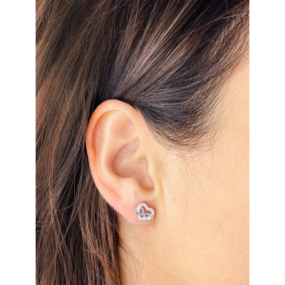925 Silber Ohrringe Infinity und Herz mit Zirkonia