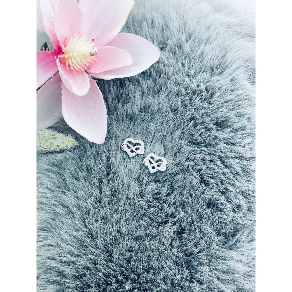 925 Silber Ohrringe Infinity und Herz mit Zirkonia