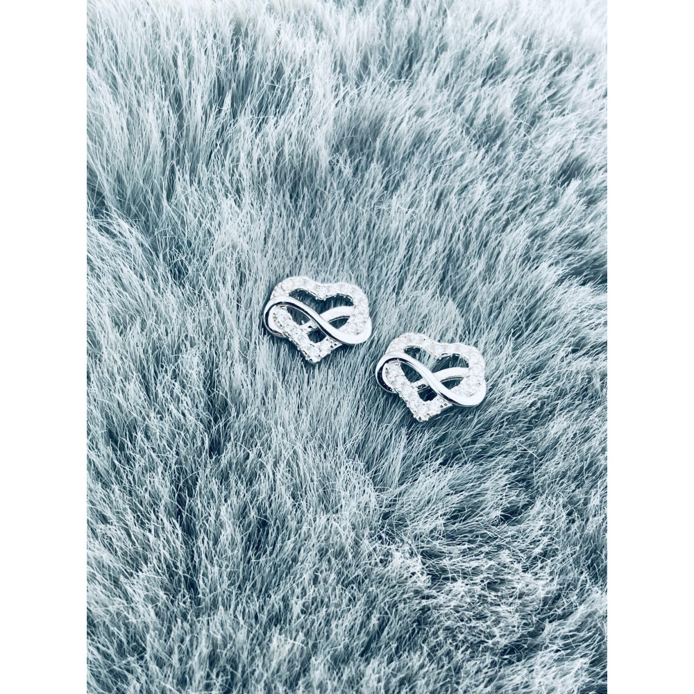 925 Silber Ohrringe Infinity und Herz mit Zirkonia