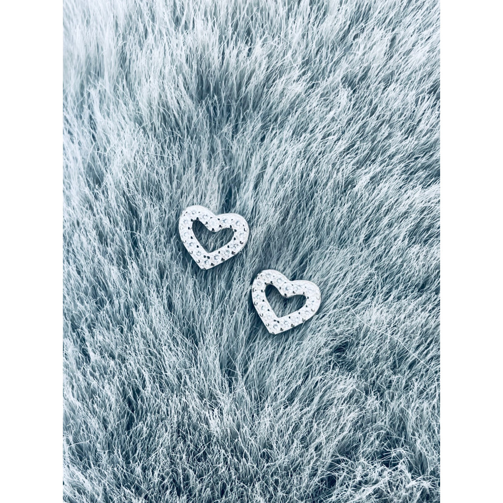 925 Silber Ohrringe Herz mit Zirkonia