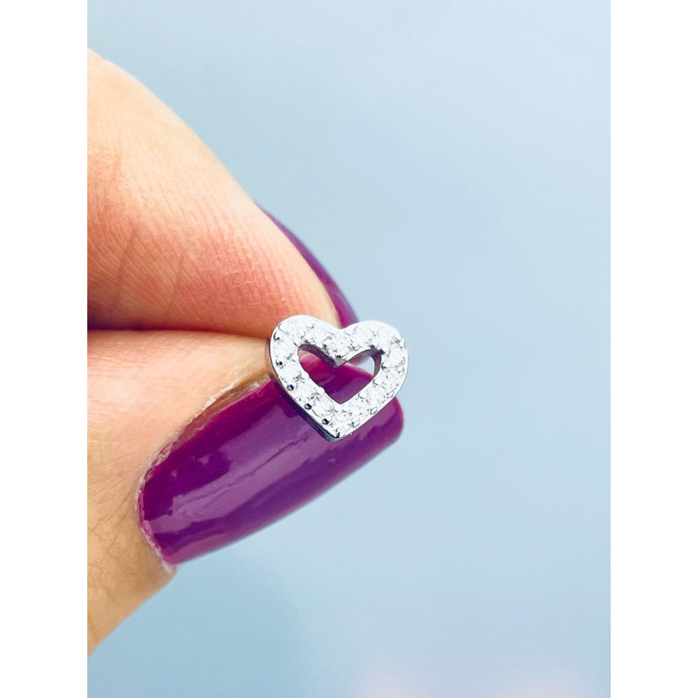 925 Silber Ohrringe Herz mit Zirkonia
